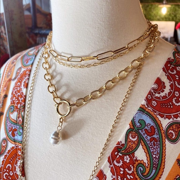 DEEP BLUE PEARLS CHAIN NECKLACE - Picture 3 of 3